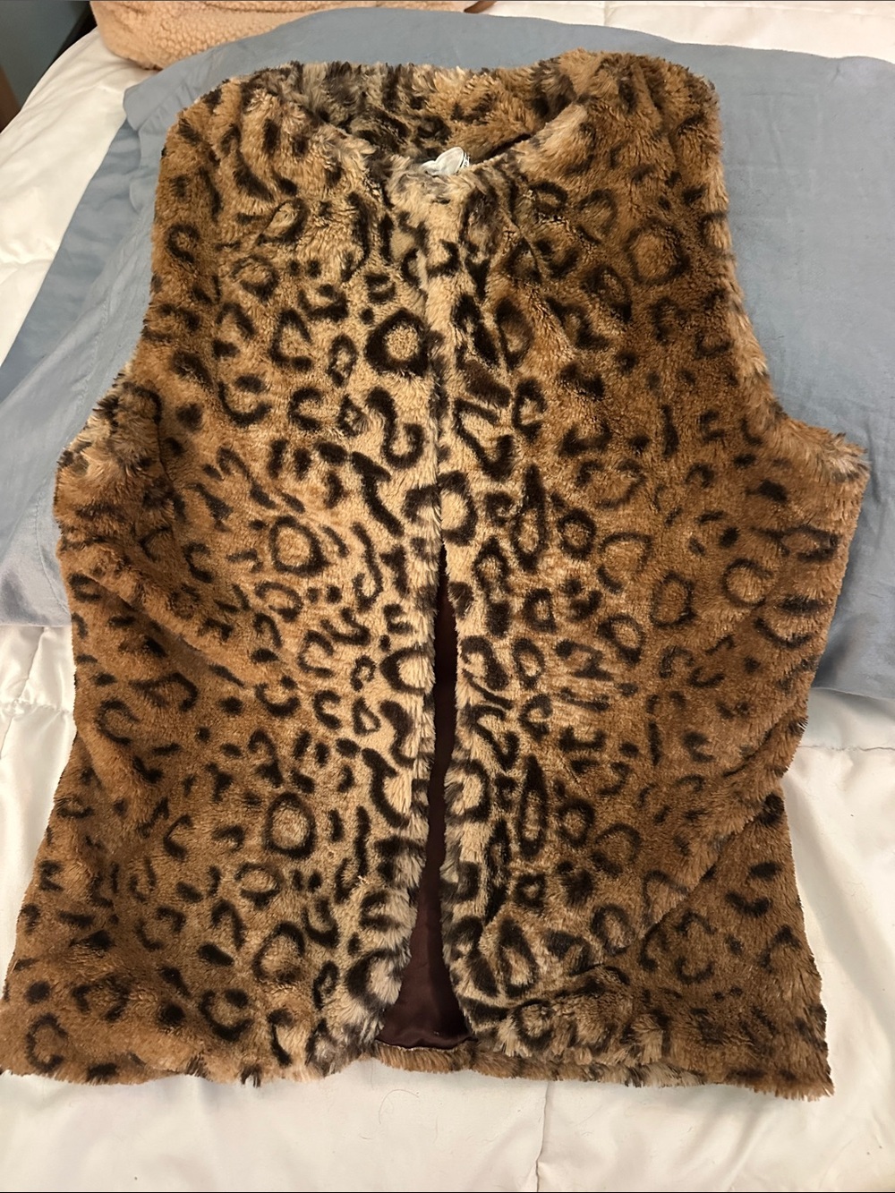 Beautees Girls Leopard-Print Faux Fur Vest in Brown and Black